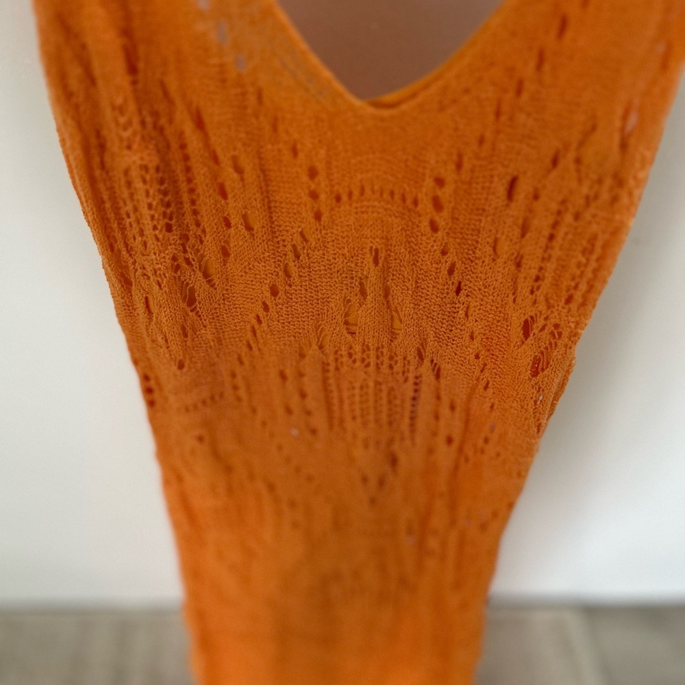 Vibrant Orange Knit Maxi Dress - Picture 4 of 5